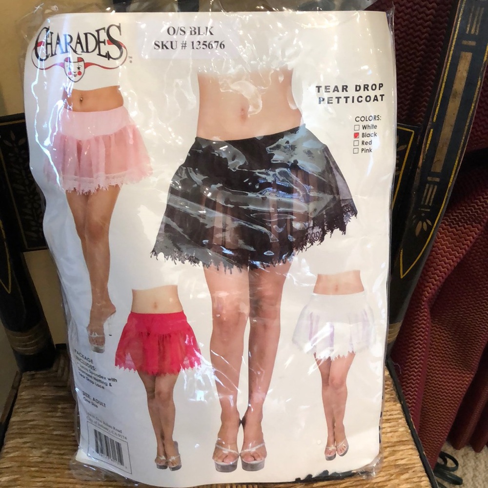 charades black Tear Drop lace petticoat costume